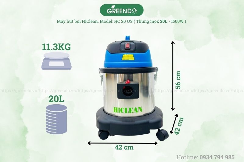 Thông số của máy hút bụi HiClean HC 20/US