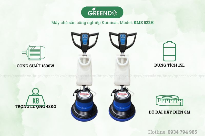 Thông số máy chà sàn công nghiệp Kumisai KMS 522H