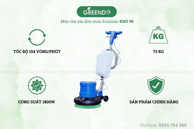 Thông số máy chà sàn đơn mini Kumisai KMS 98