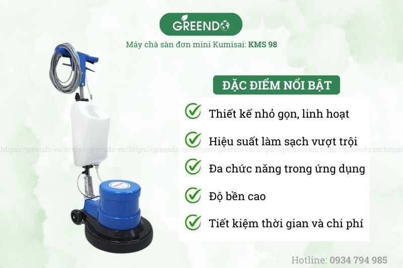 Đặc điểm nổi bật máy chà sàn đơn mini Kumisai KMS 98