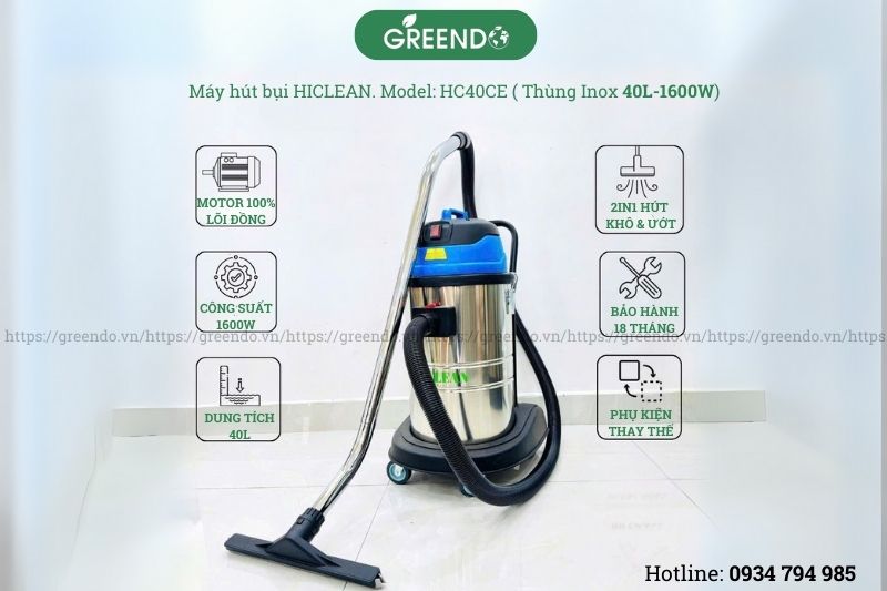 Đặc điểm máy hút bụi công nghiệp HiClean 40CE