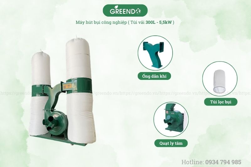 Cấu tạo máy hút bụi công nghiệp 2 túi vải