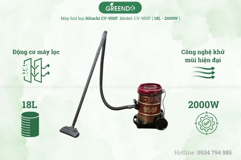 Cấu tạo áy hút bụi Hitachi CV-950F
