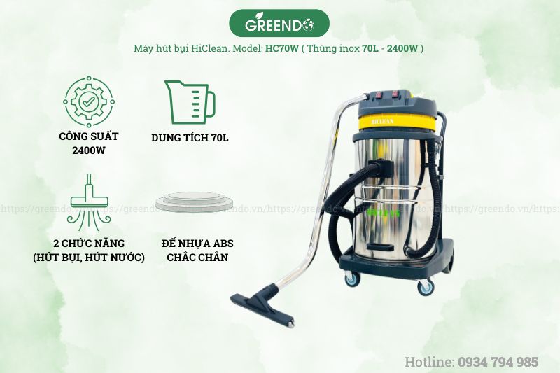 Đặc điểm của thiết bị hút bụi HiClean HC70W