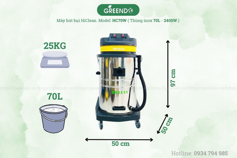 Thông số của máy hút bụi khô ướt HiClean HC70W