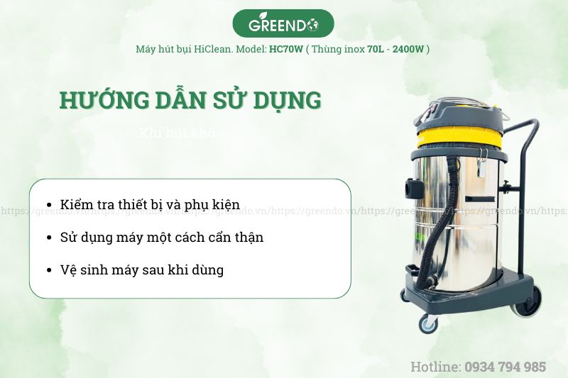 Sử dụng máy hút bụi nhà xưởng HC70W