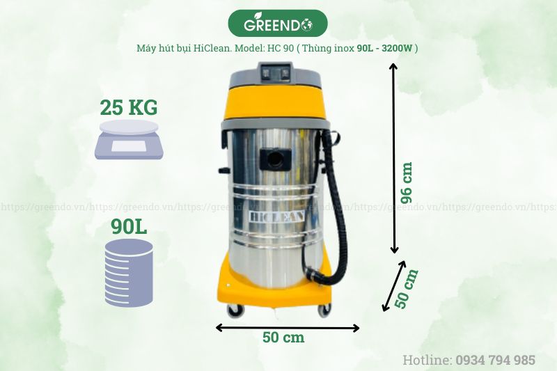 Thông số của máy hút bụi HiClean HC90