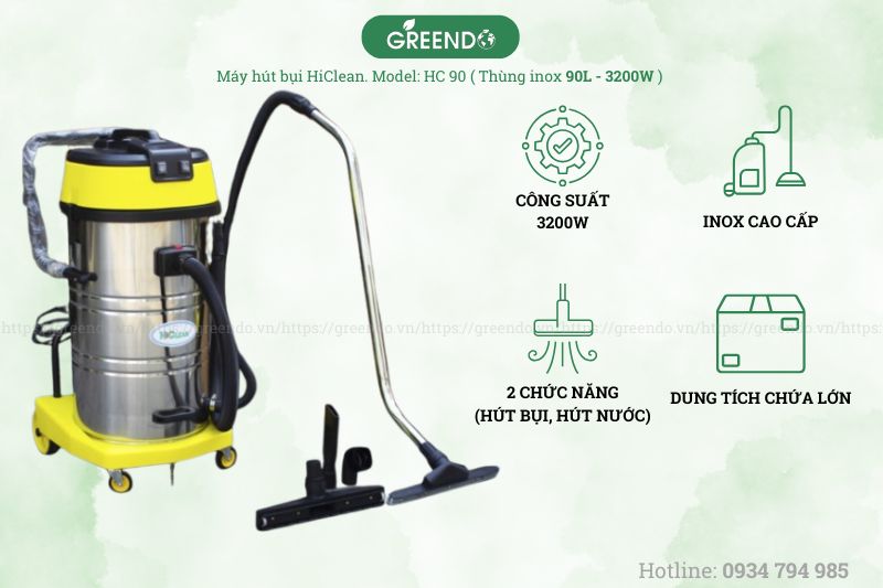 Máy hút bụi khô ướt HiClean HC90 tiện dụng