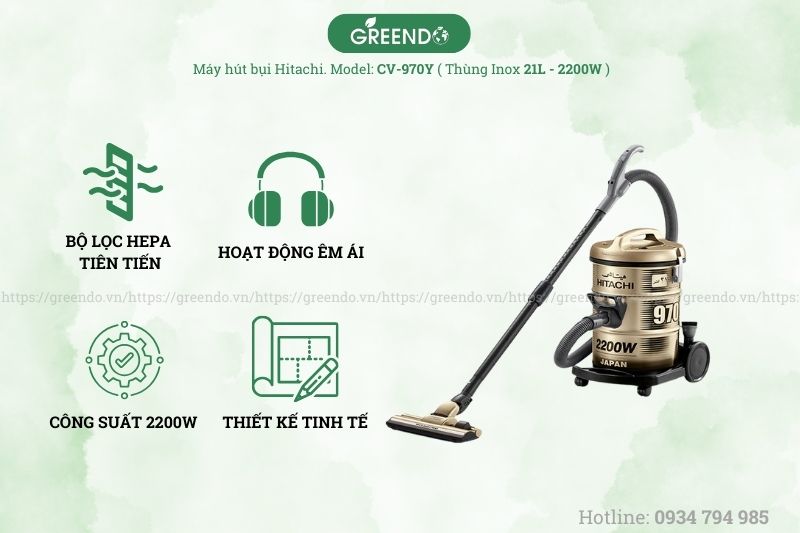 Máy hút bụi CV-970Y/BR Hitachi 