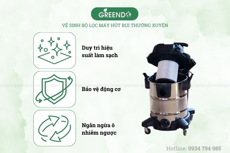 Vệ sinh bộ lọc máy hút bụi thường xuyên