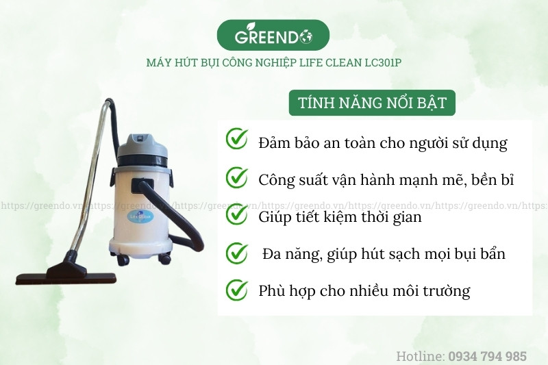Đặc điểm nổi bật của máy hút bụi công nghiệp LifeClean LC301P