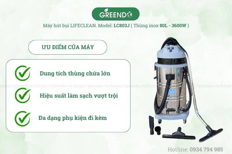 Ưu điểm của máy hút bụi công suất lớn LifeClean LC803J