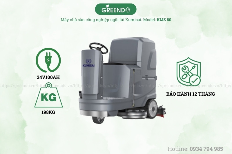 Thông số kỹ thuật của máy chà sàn ngồi lái KMS 80