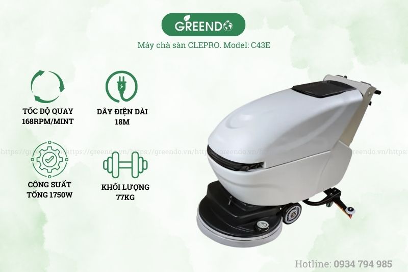 Thông số kỹ thuật máy chà sàn liên hợp Clepro C43E