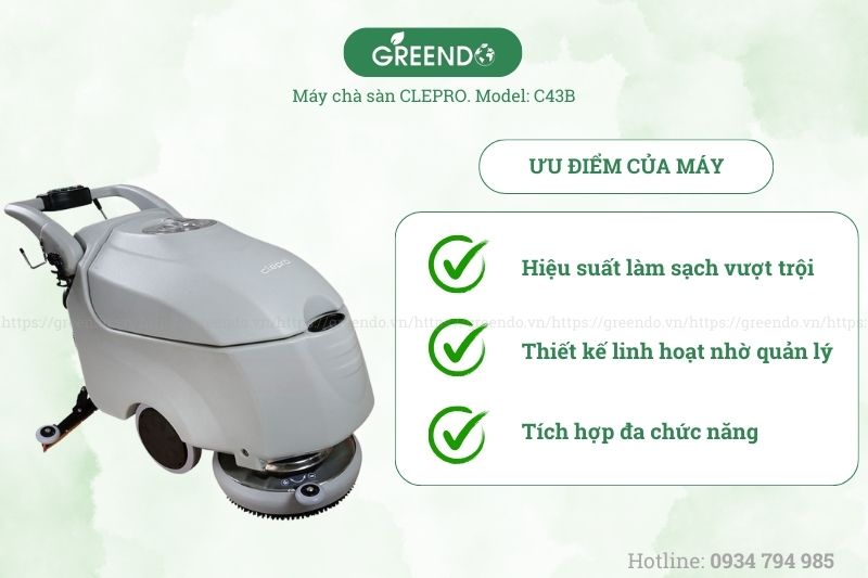 Ưu điểm của máy chà sàn liên hợp Clepro C43B