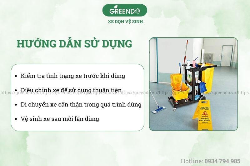 Hướng dẫn sử dụng xe dọn vệ sinh 