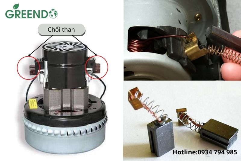Chổi than là thành phần quan trọng trong motor của máy hút bụi công nghiệp
